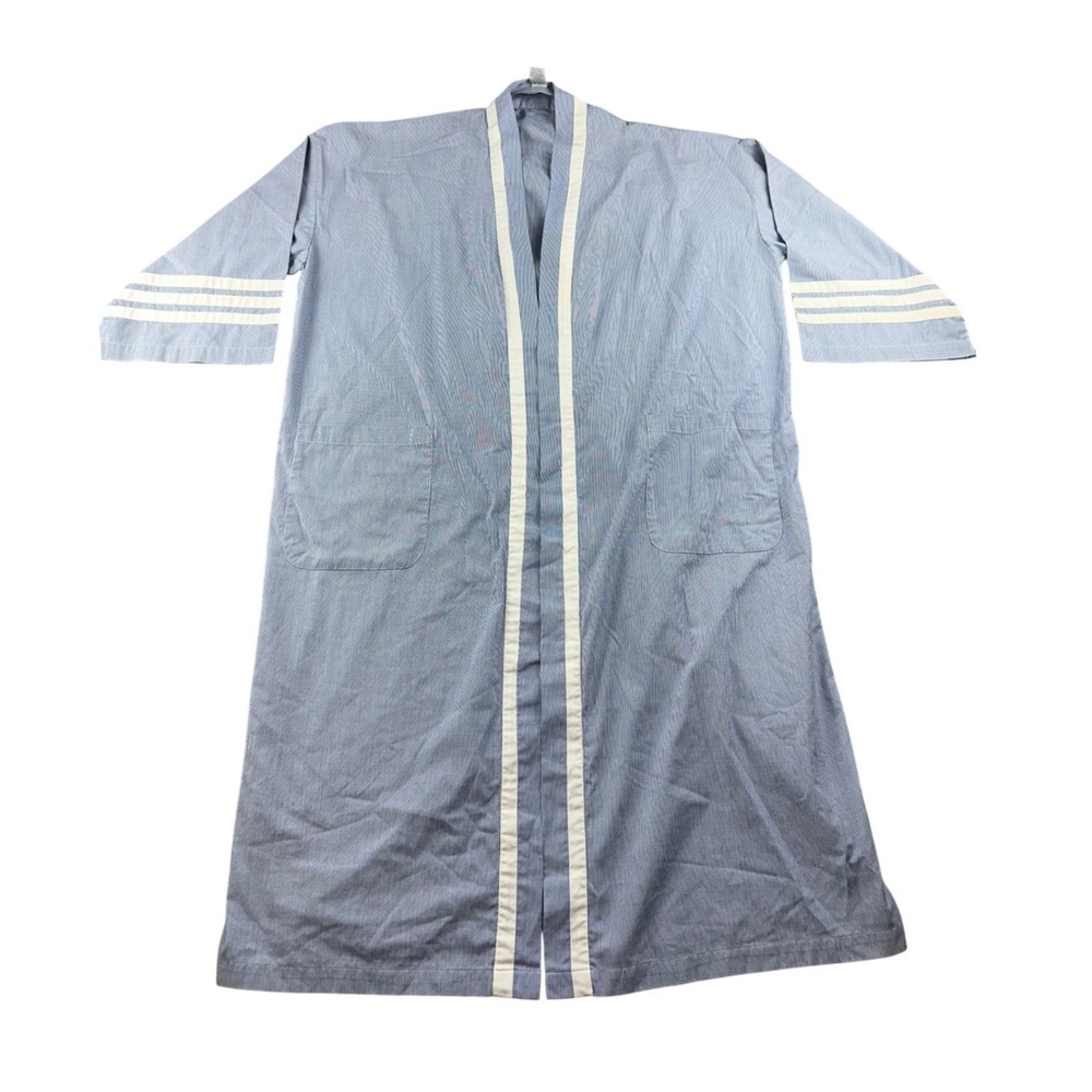 Vintage Bill Blass Menswear Robe Men One Size Blue Pinstripe Bathrobe Loungewear